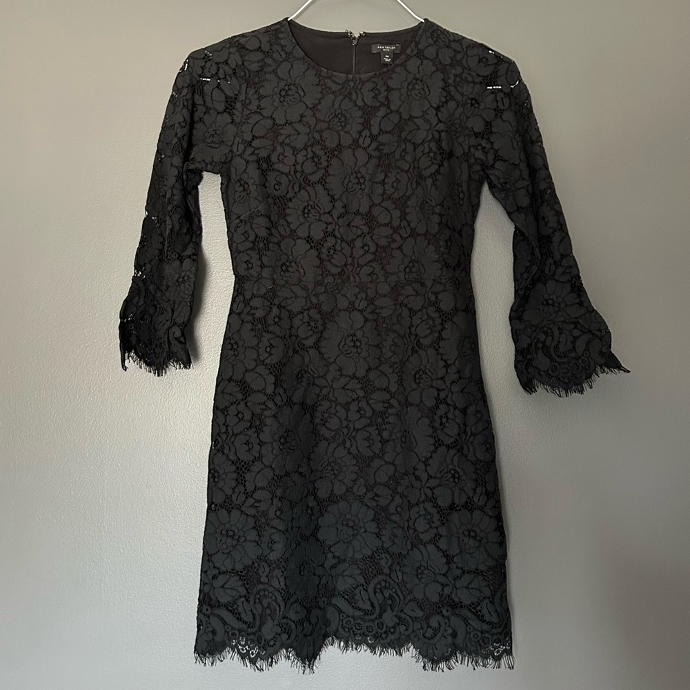 Ann Taylor Petite Black Lace Dress NWT size 00P